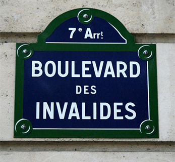 Panneau du Boulevard des Invalides